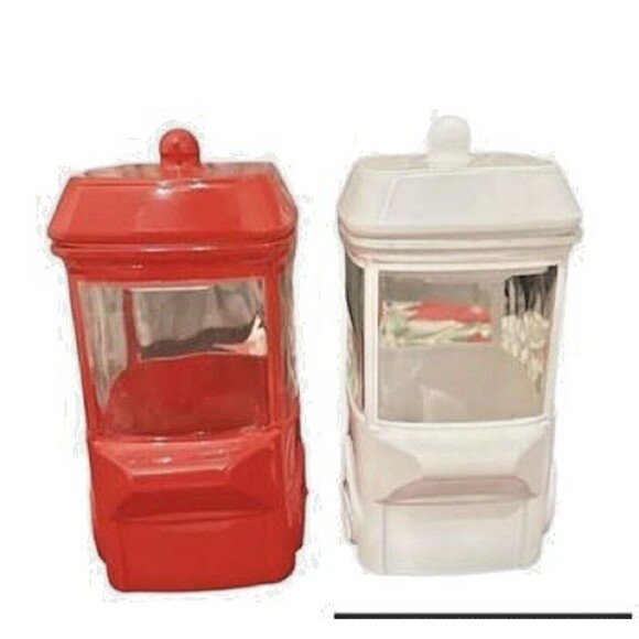 Set of 2 Target Bullseye 2023 Red & White Popcorn Cart Jar 8" Retired - Picture 1 of 4